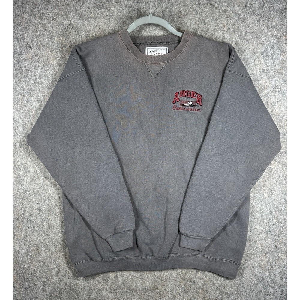 Vintage Santee Heavyweight Crewneck Sweatshirt USA Gray XL Arger Logo
